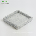 100% Natural Stone White Marble Vanity Tray Square Stone Tray